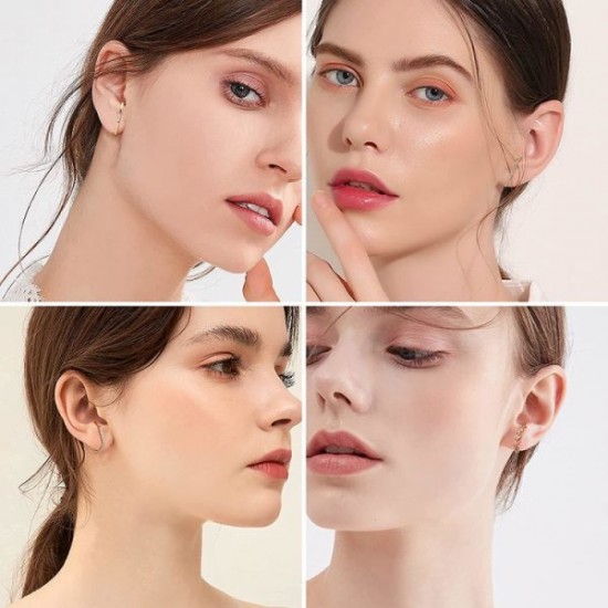 4 Pairs Suspender Earrings For Women CZ Ear Lobe Cuff Stud Earrings Minimalist Suspension Hoop Earring Set 4 Pairs Suspender Earrings For Women CZ Ear Lobe Cuff Stud Earrings Minimalist Suspension Hoop Earring Set